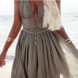 White Fox boutique chiffon Grecian mini dress